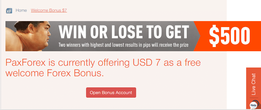 PaxForex free bonus