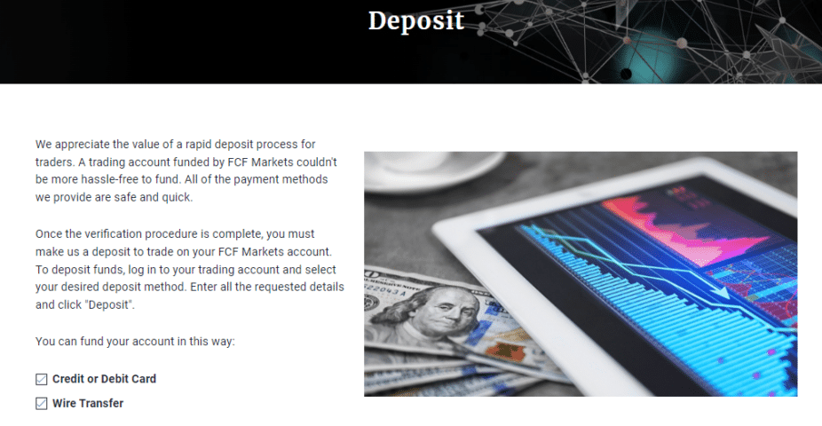 FCF Markets Deposit and Withdrawal