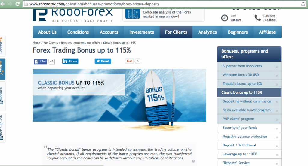 Roboforex bonus